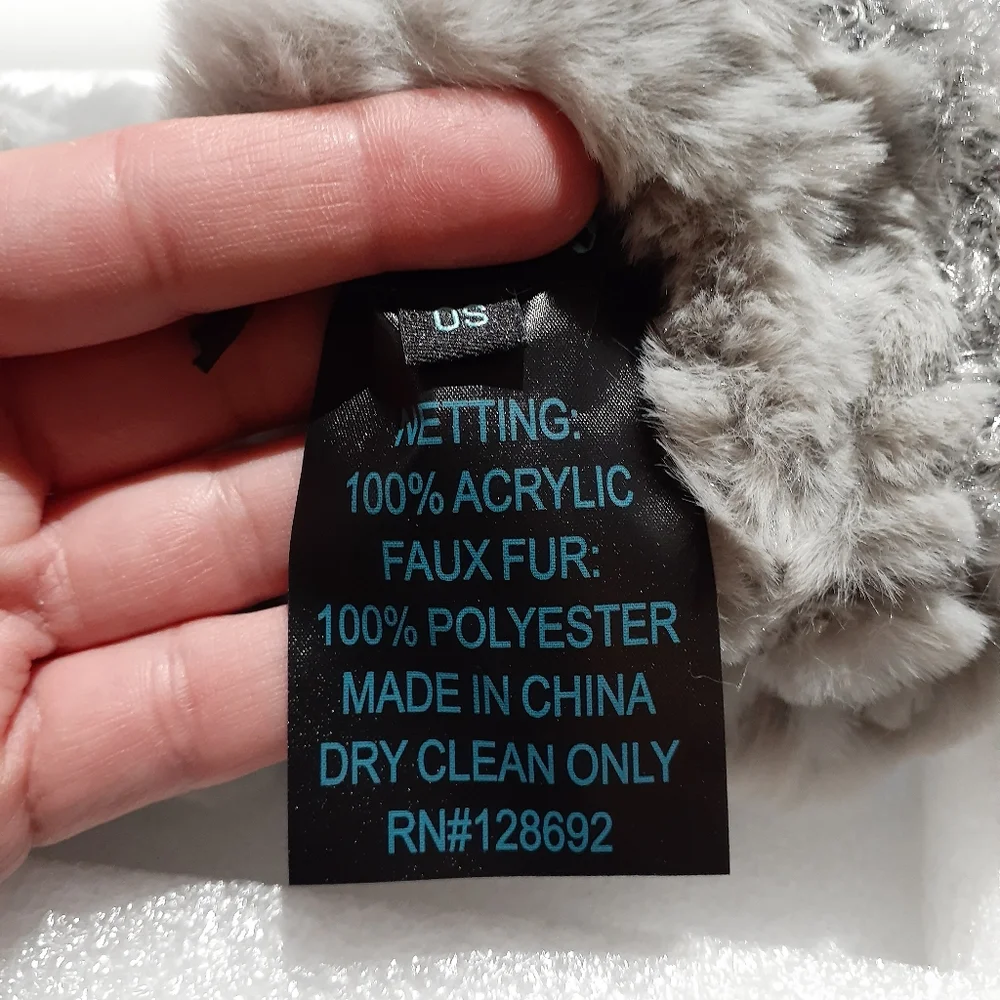 Jocelyn Women's Fingerless Faux Fur Gray Mittens Nwt